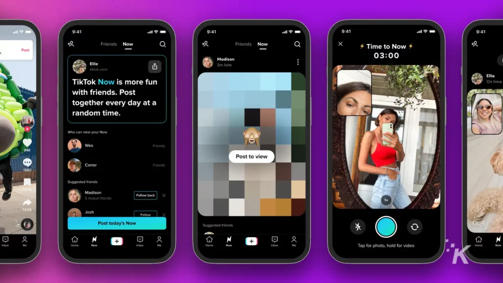 tiktok now app screen