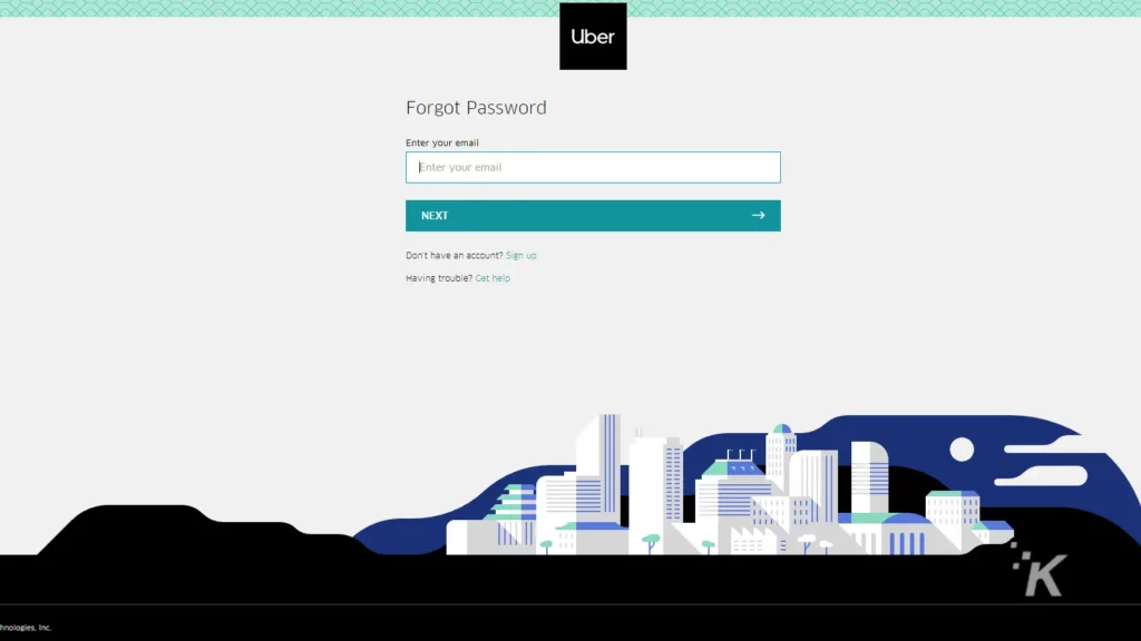 uber reset password