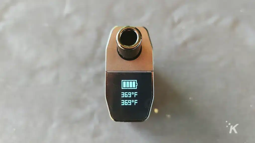 vaporizer showing the heating screen