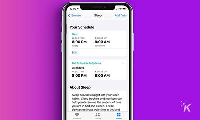 iphone sleep schedule screen