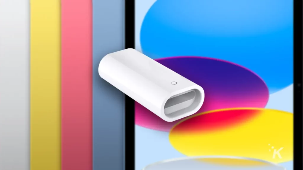 apple pencil adapter on blurred background