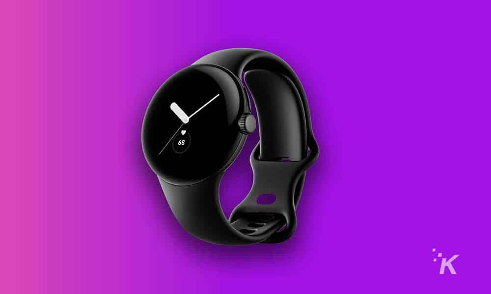 google pixel watch on purple background