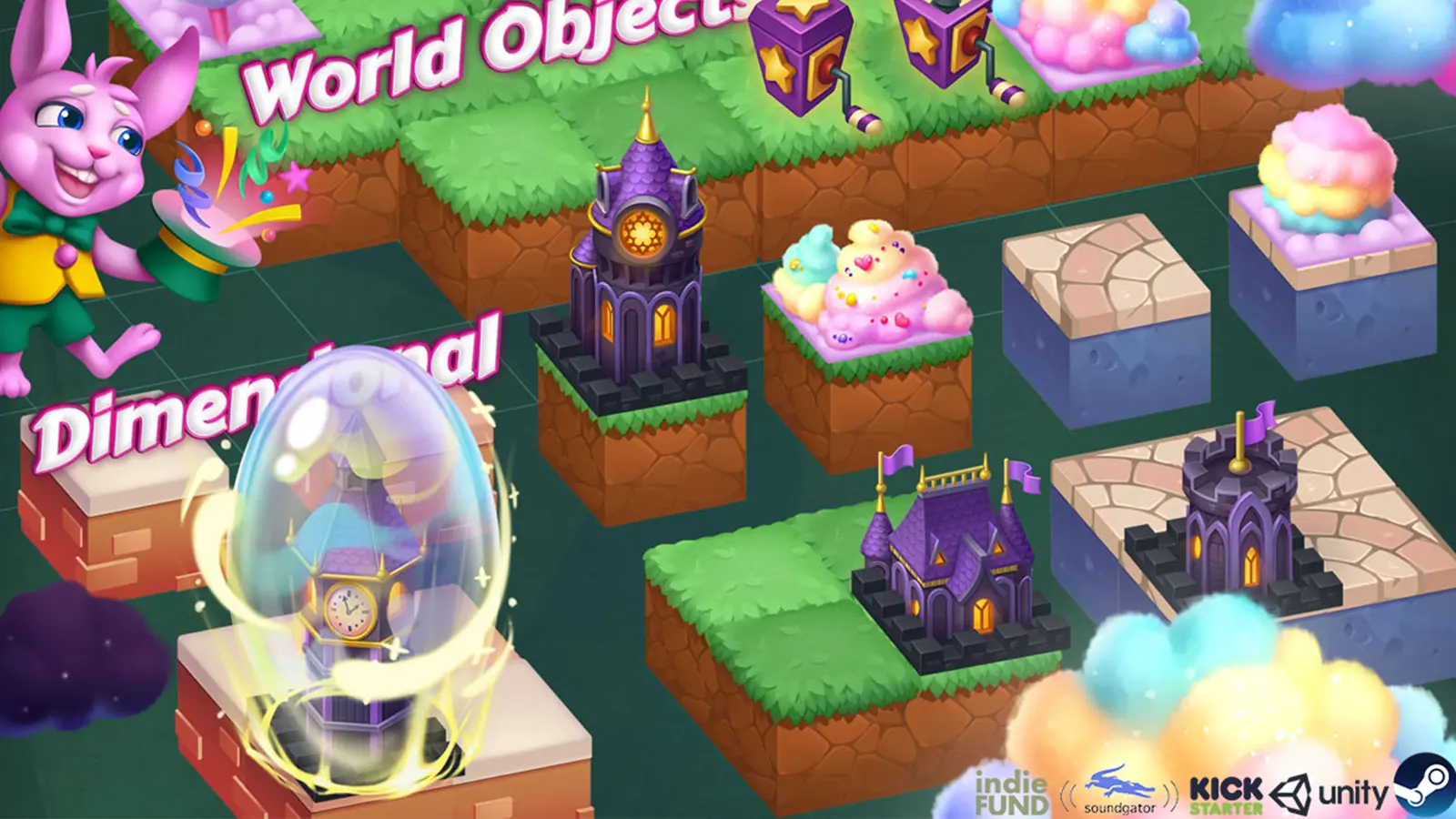 video game with little castles and cakes