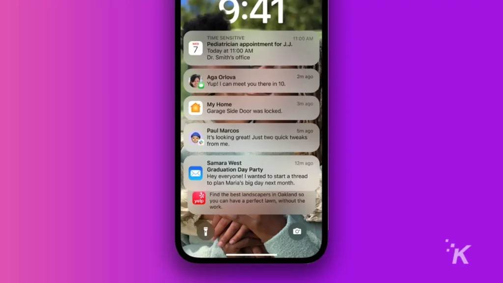 list option on iphone lock screen