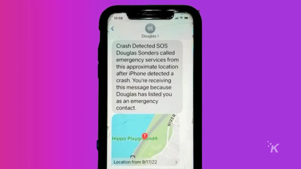 example of crash detection false alarm on iphone