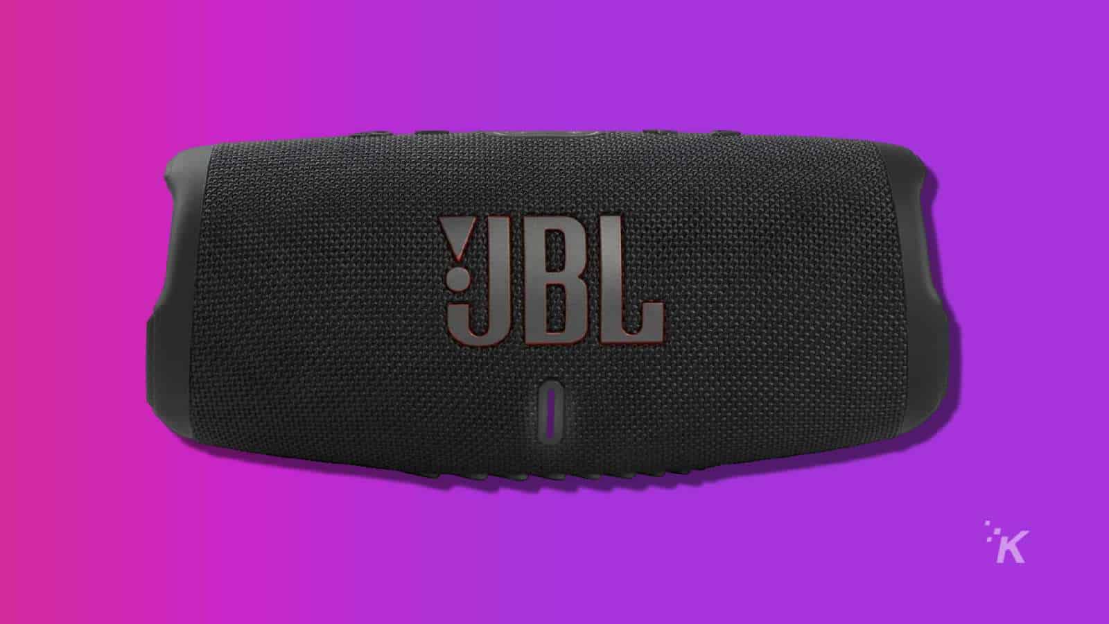 JBL charge 5 over a purple background