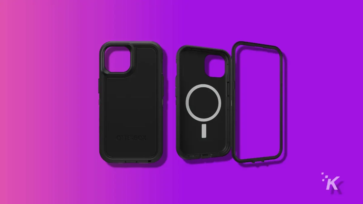 Otterbox defender series pro xt on a purple knowtechie background