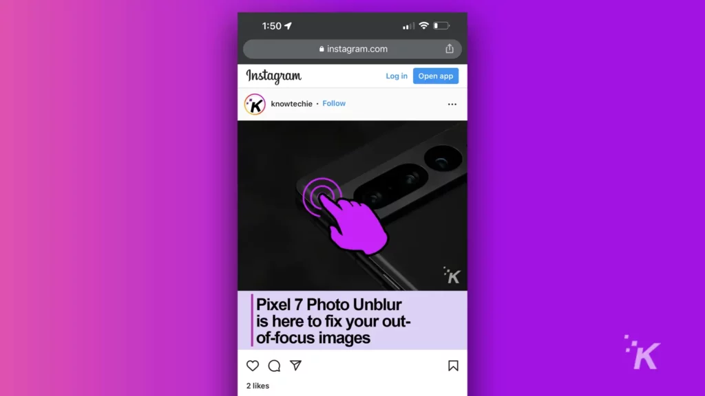 instagram shown on mobile web browser