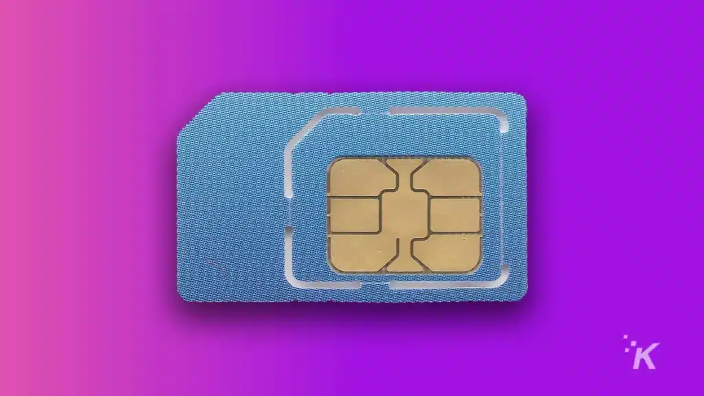 sim card on purple background