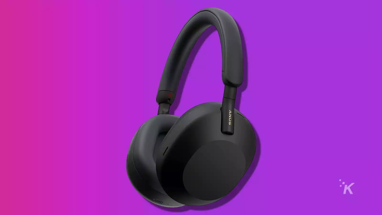 sony WH-1000XM5 wireless headphones on purple background