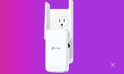 Tp-link wifi extender on purple background