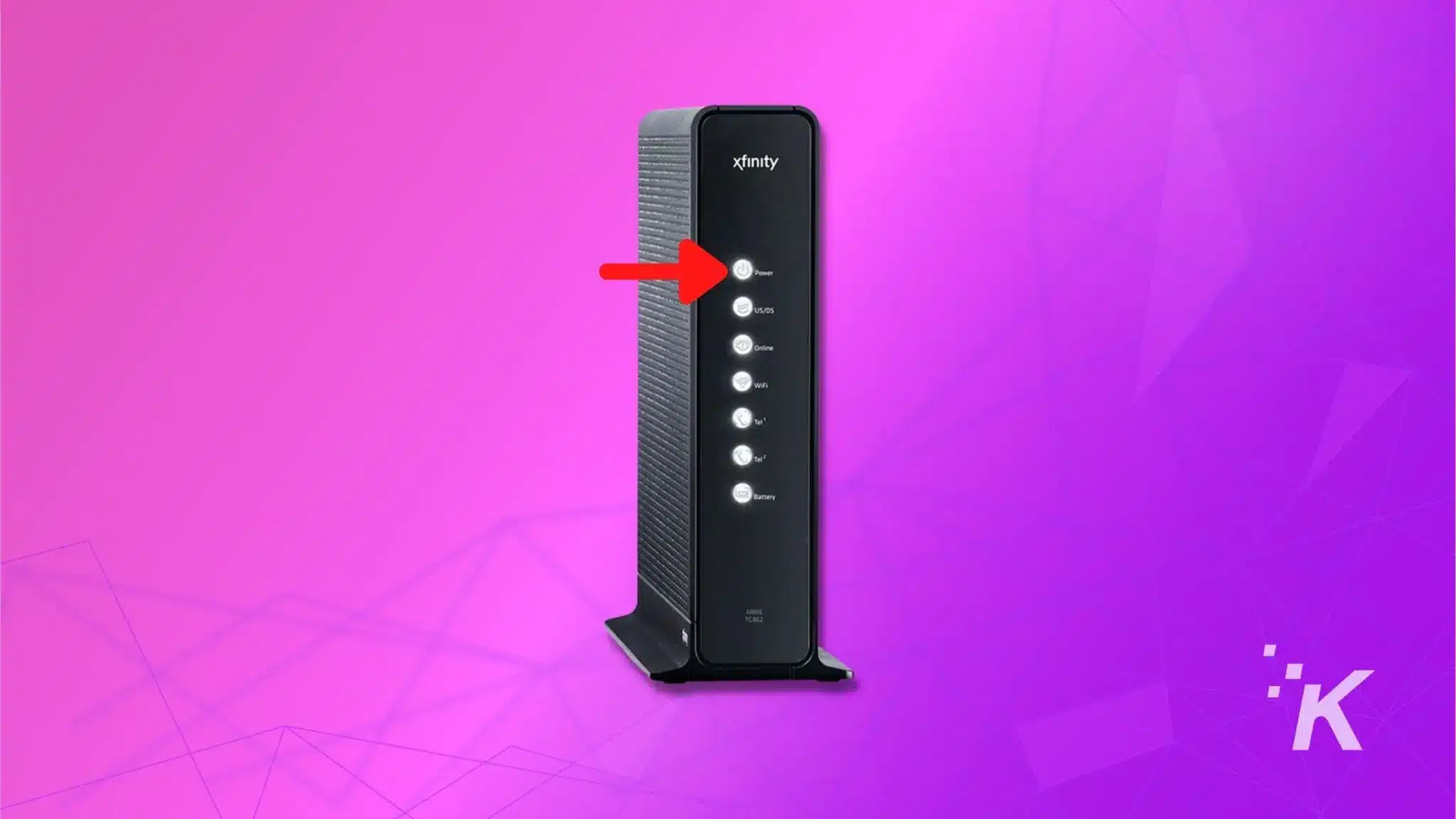 power on by pressing power button on xfinity router