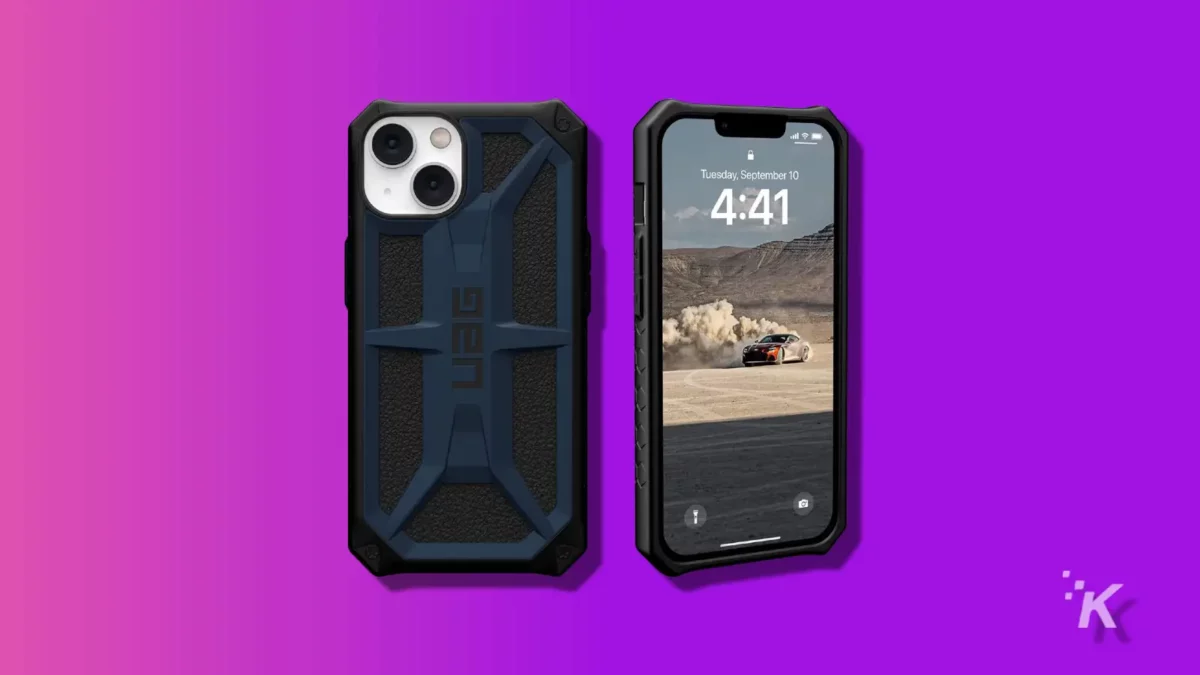 uag monarch case on a purple knowtechie background