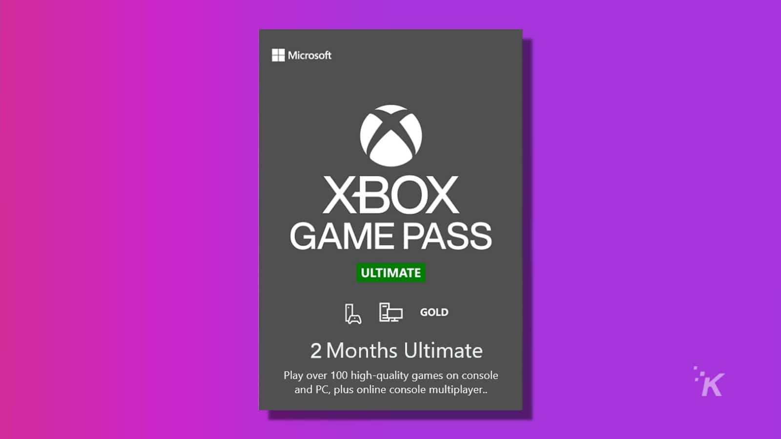 xbox game pass ultimate two months on apurple background