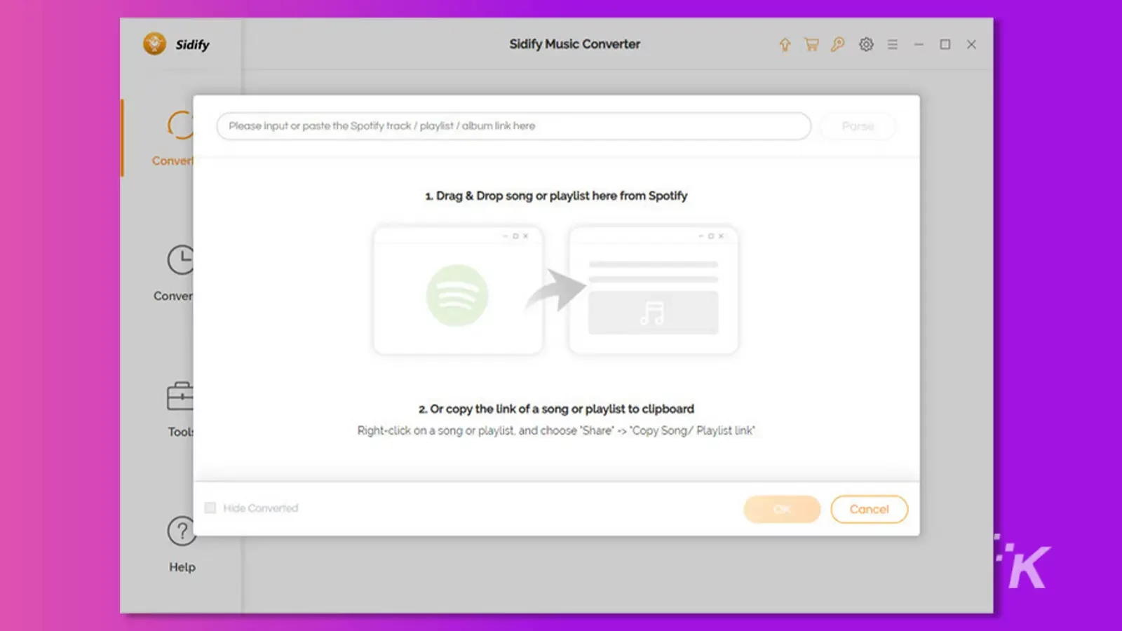 Sidify music converter drag and drop 