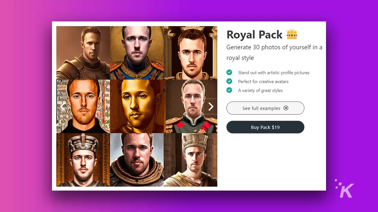 ai royal pack for profile picture