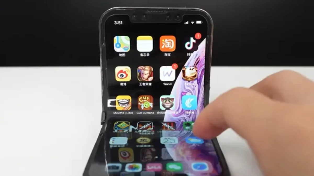 folding iphone on table