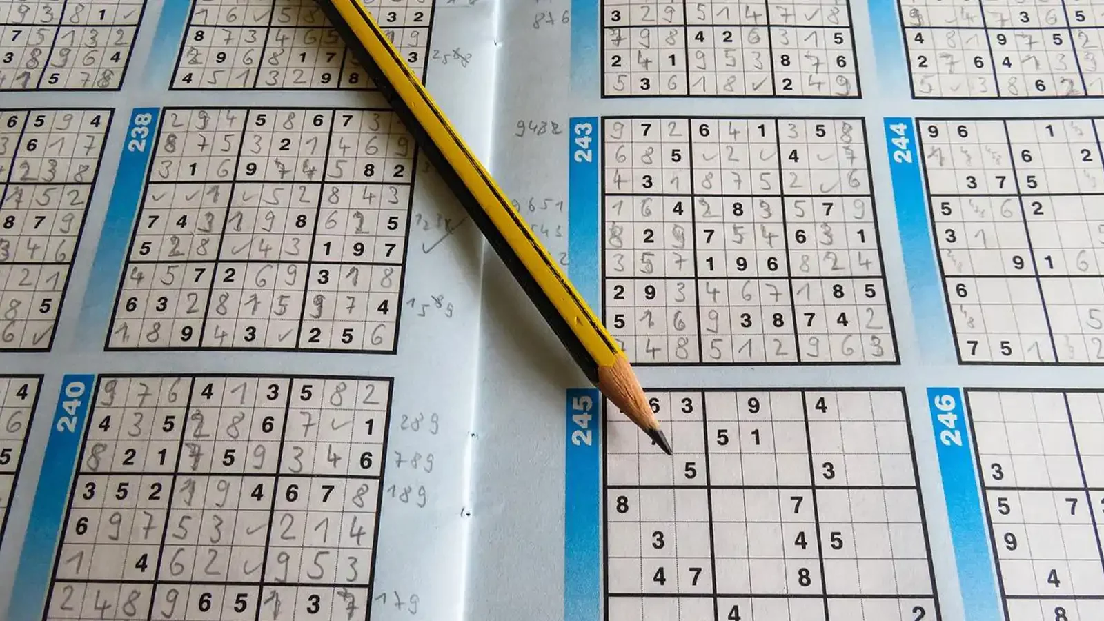 Sudoku game on paper with pencil