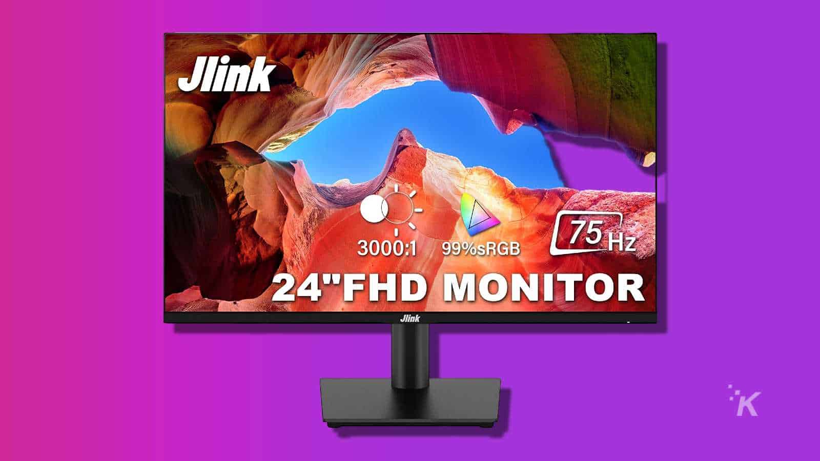 jlink 24-inch FHD monitor on purple background