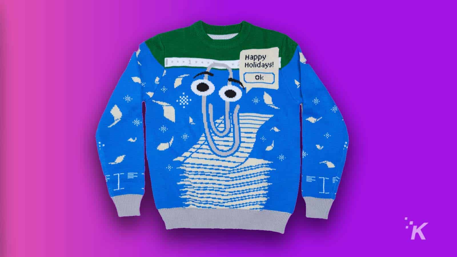 microsoft clippy ugly sweater