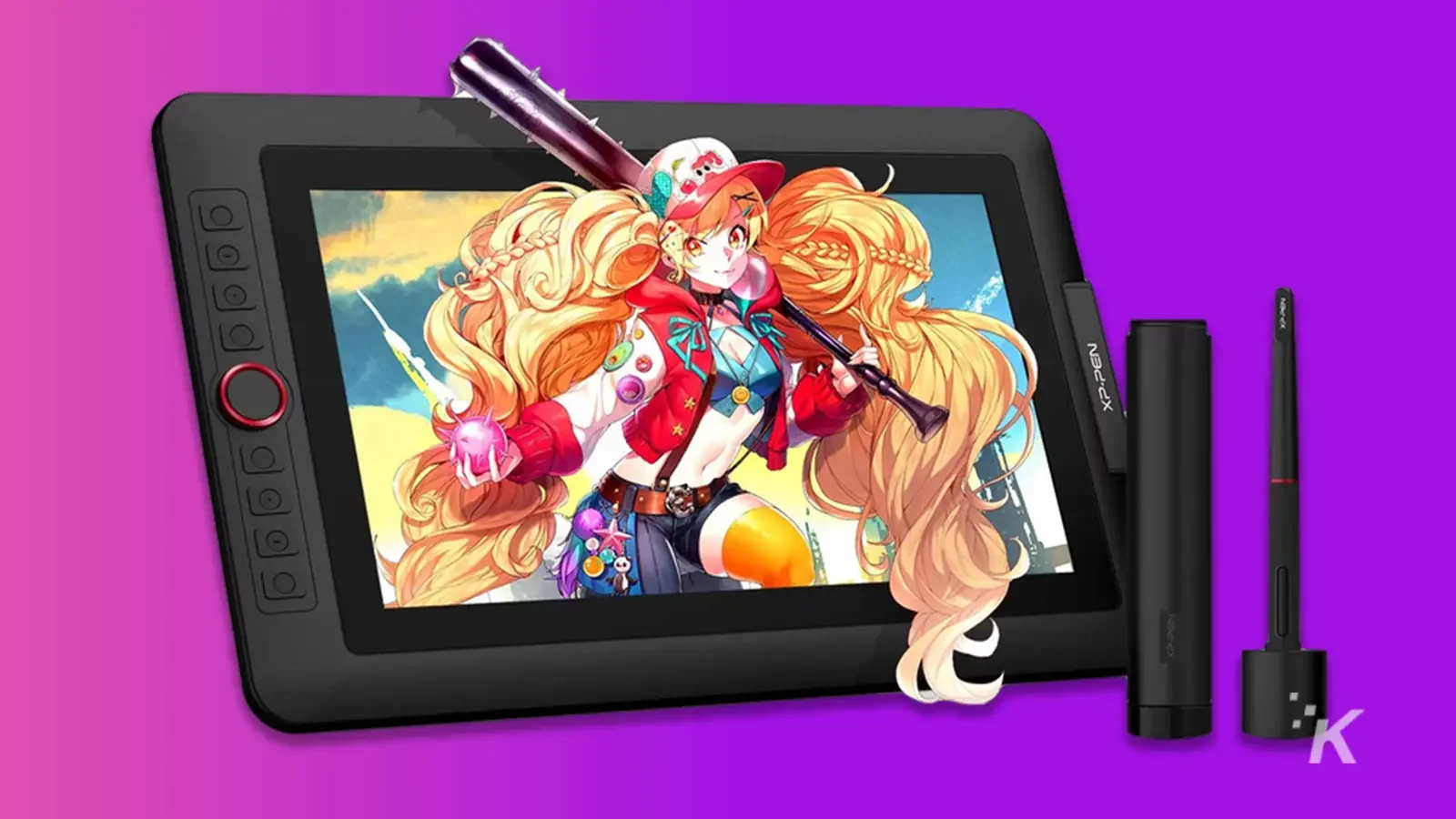 Artist 13.3 Pro drawing tablet in a purple background