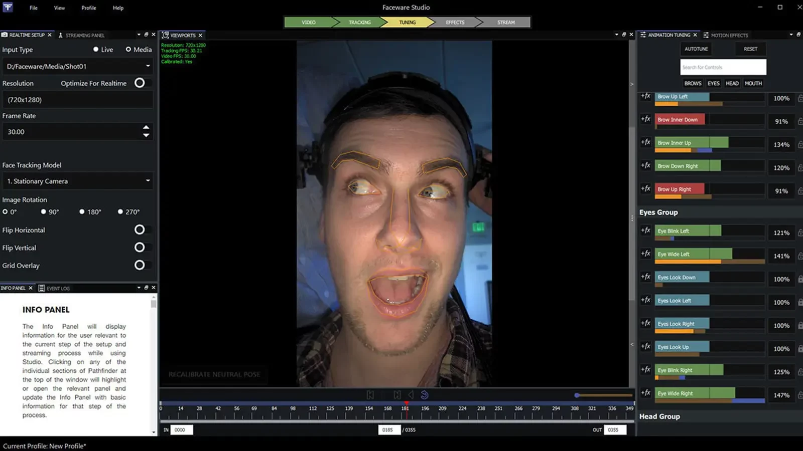 Faceware Studios interface creating facial animation