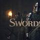 Swordsman game over with a knight in black background