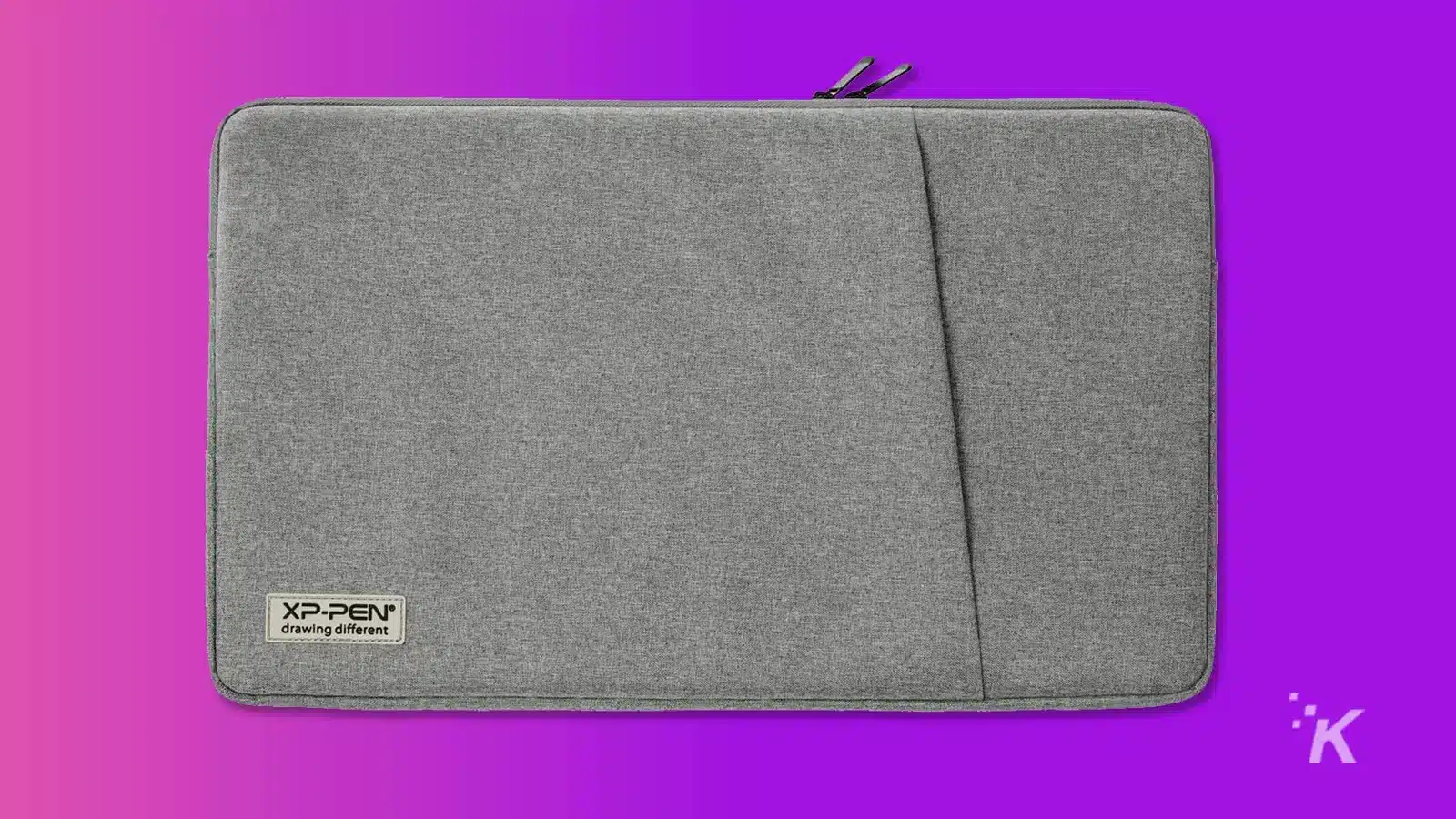 gray tablet case in purple background 