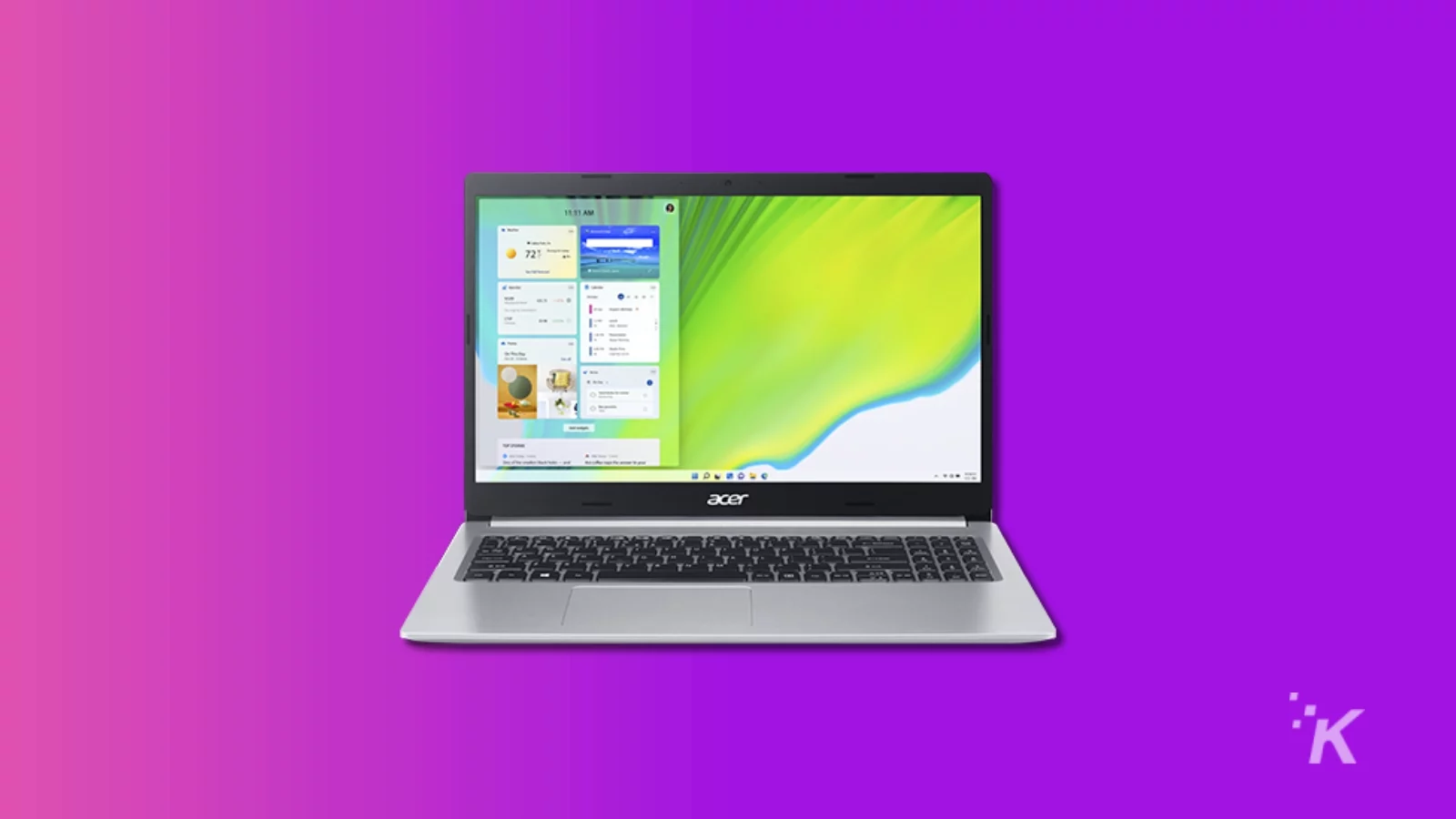 acer aspire 5 laptop on purple background