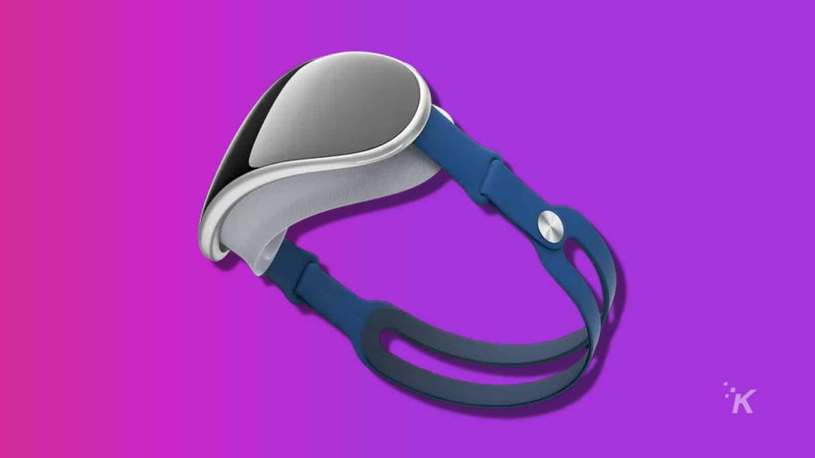 apple vr headset render on a purple background