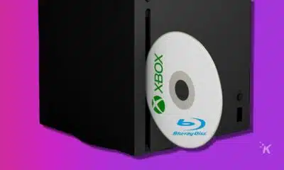 xbox series x blu ray player on purple background