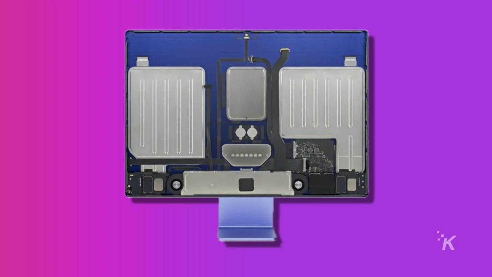 ifixit imac teardown on a purple background