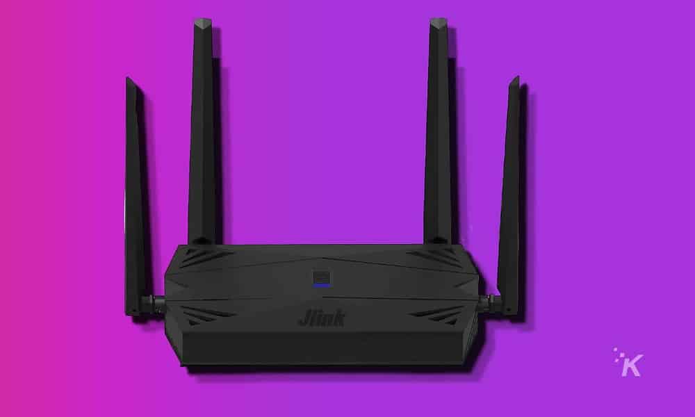 jlink wifi 6 router on a purple background