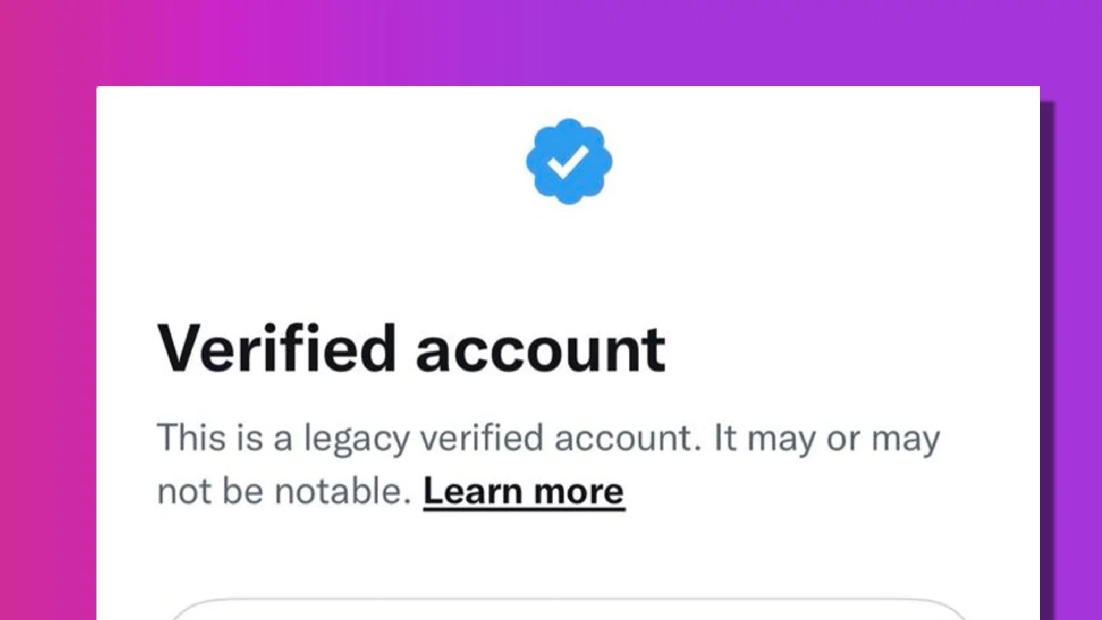 legacy twitter verified notice on purple background