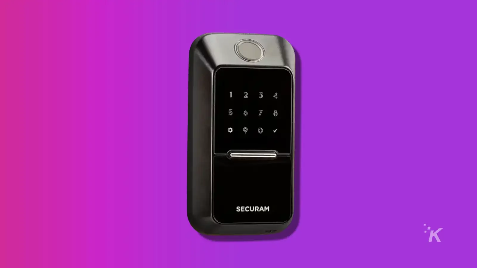 Securam EOS Smart Lock on a purple background