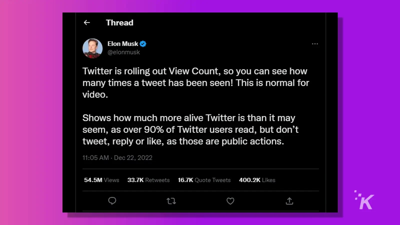 twitter view count example elon musk tweet