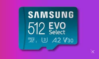 samsung 512gb memory card microsd card on a purple bacckground