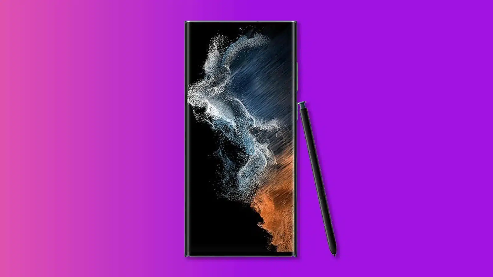 S-Pen Samsung S22 phone in purple background