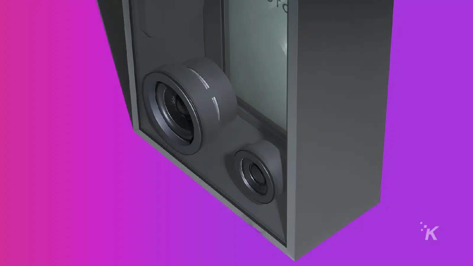 Lyric speaker box on a purple background