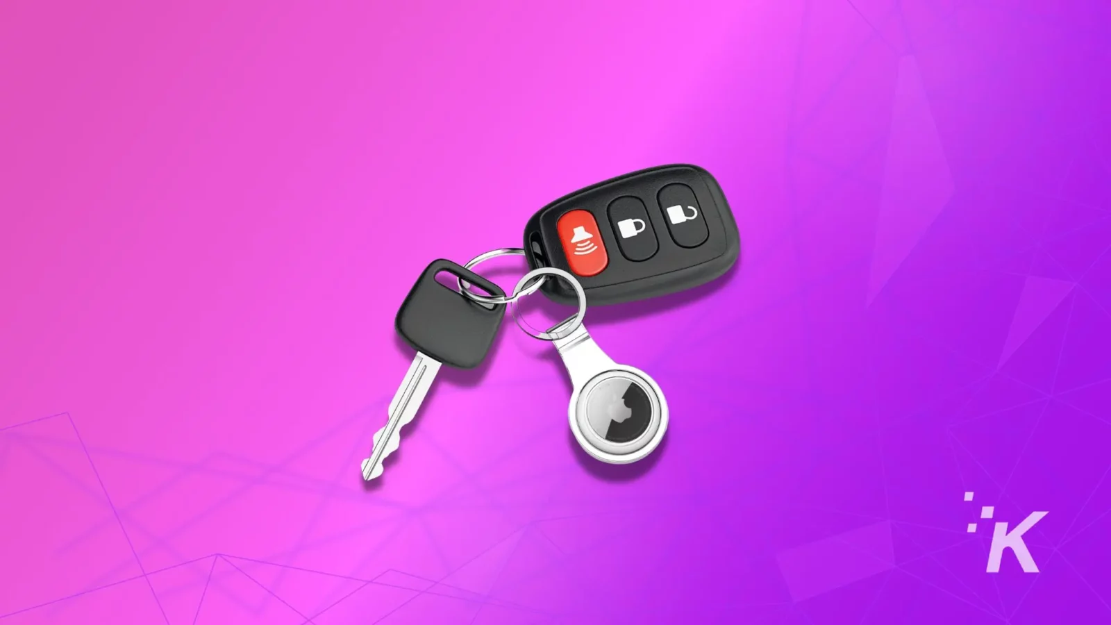 Car keys and Airtag placing on the background