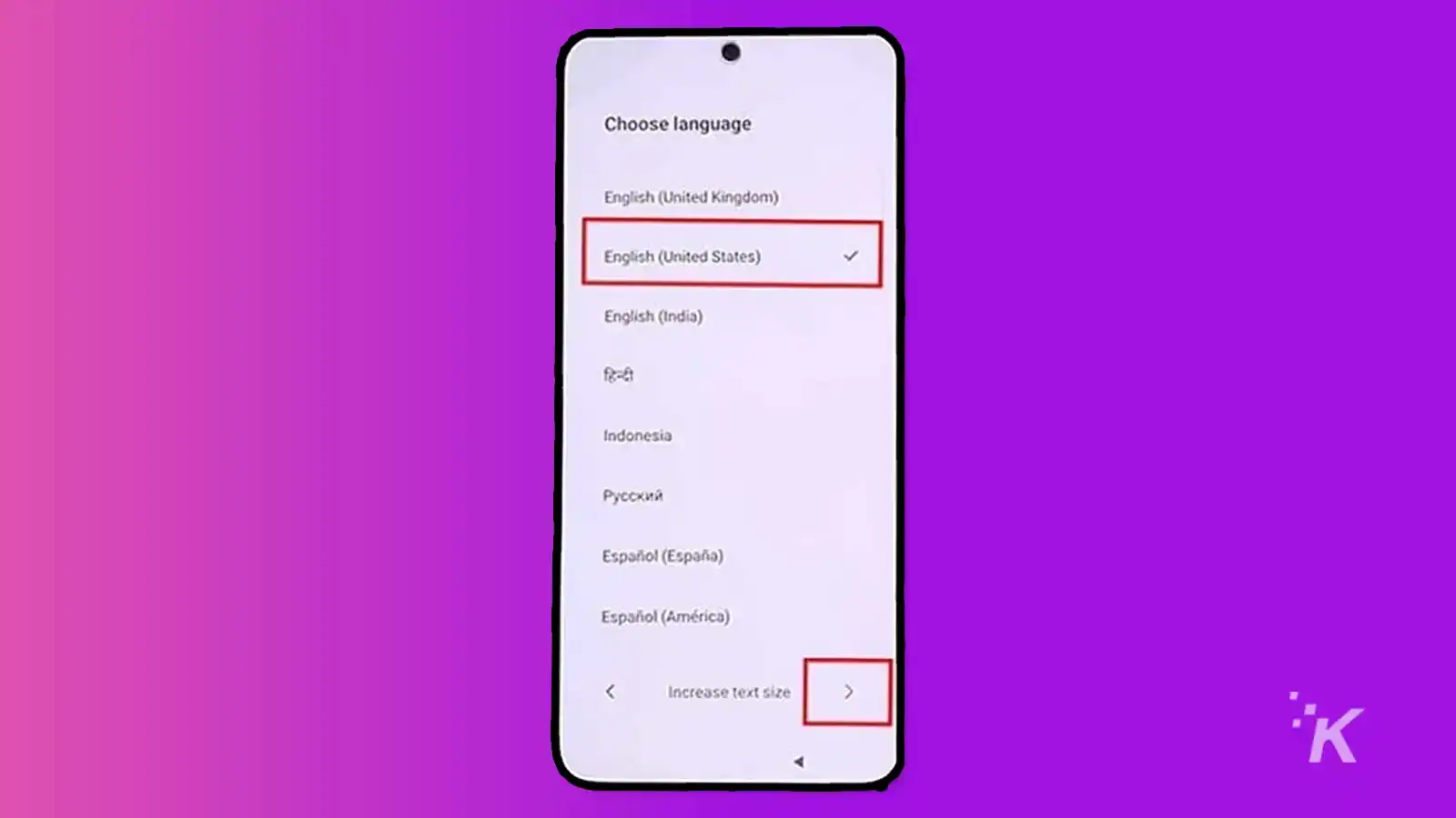 Android select language