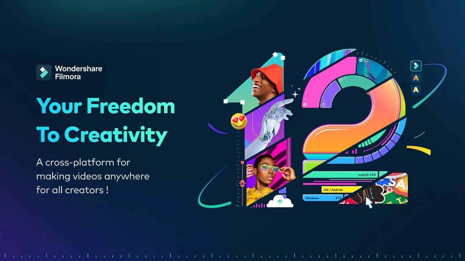 The words " your freedom to creativity " with a number 12 in dark blue background