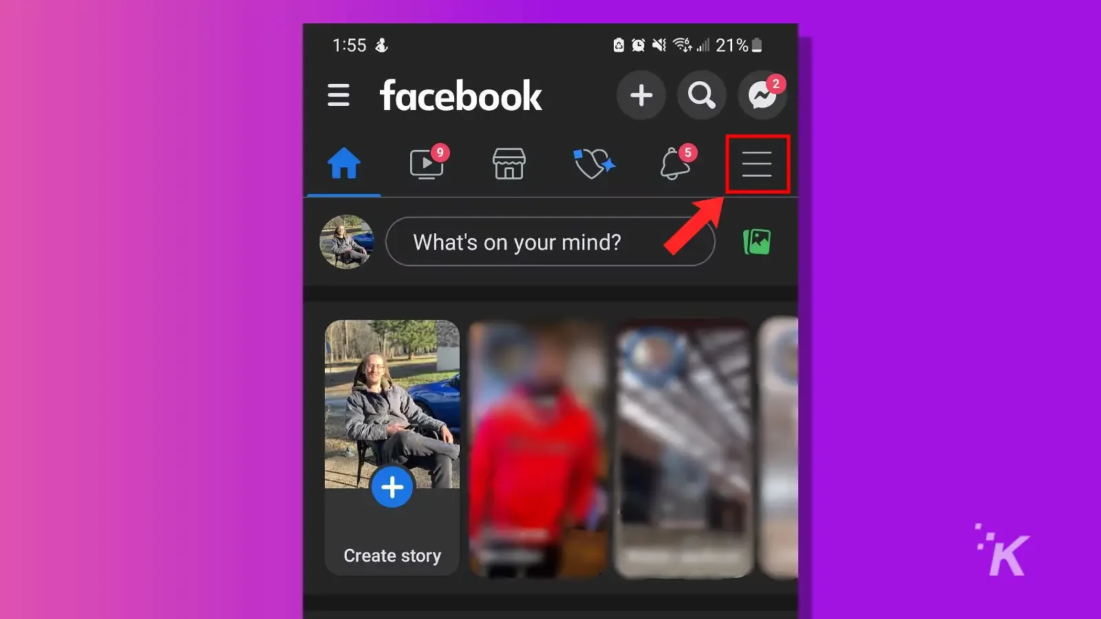 facebook mobile hamburger menu