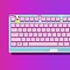 hello kitty limited edition mechanical keyboard on a purple background