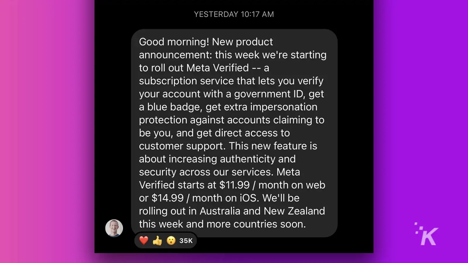 meta paid verification announcement