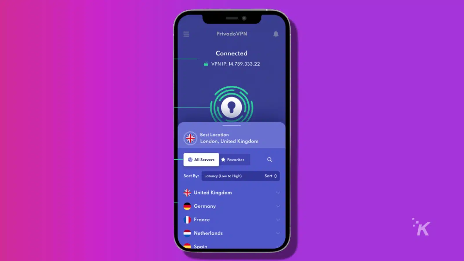 privadovpn app on a purple background