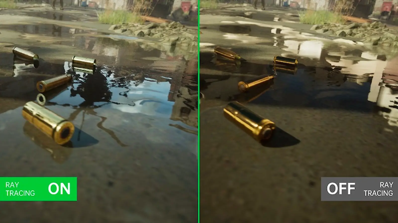 ray tracing example showing bullet with tracing on and off