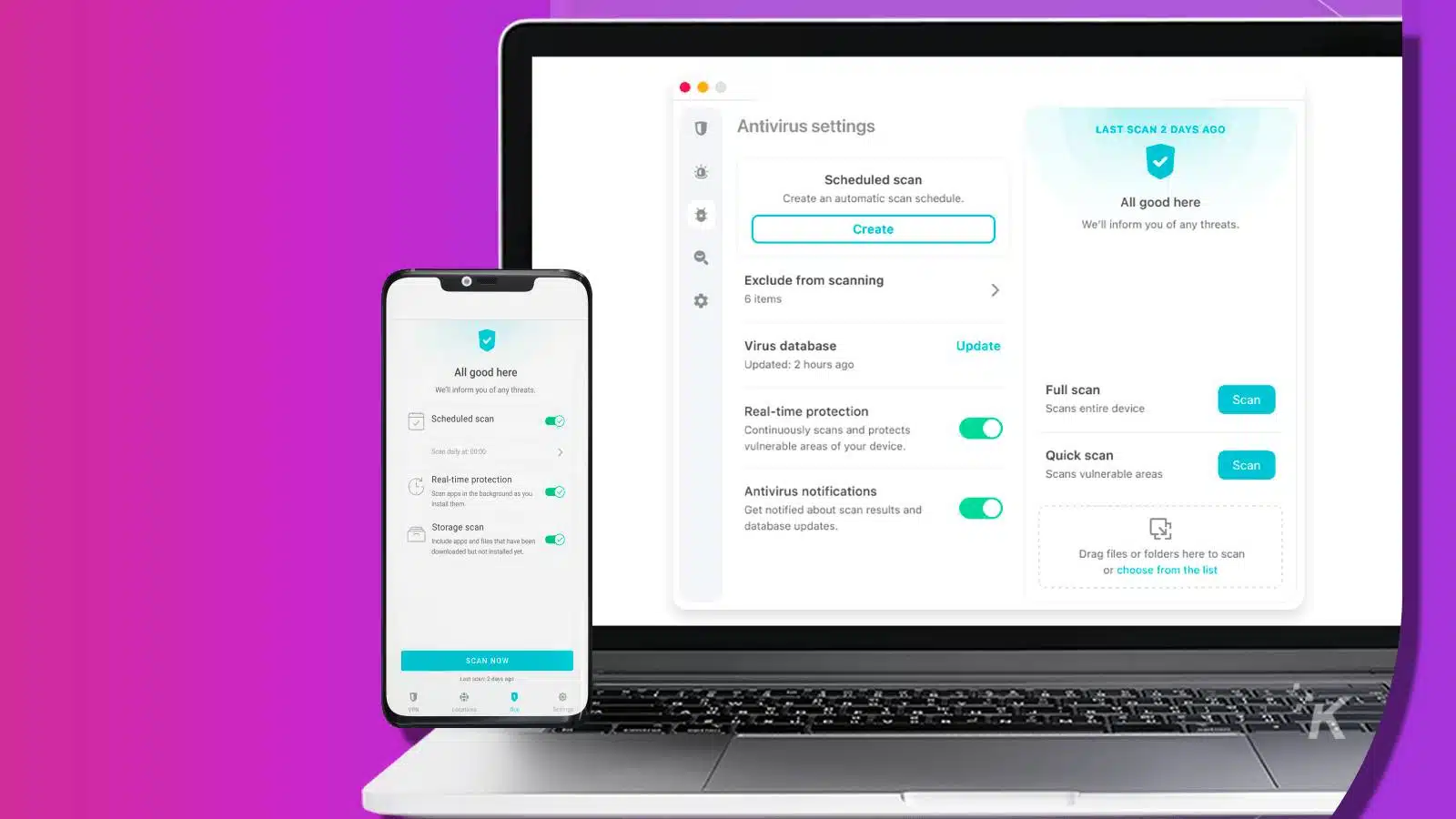 surfshark antivirus app on a purple background