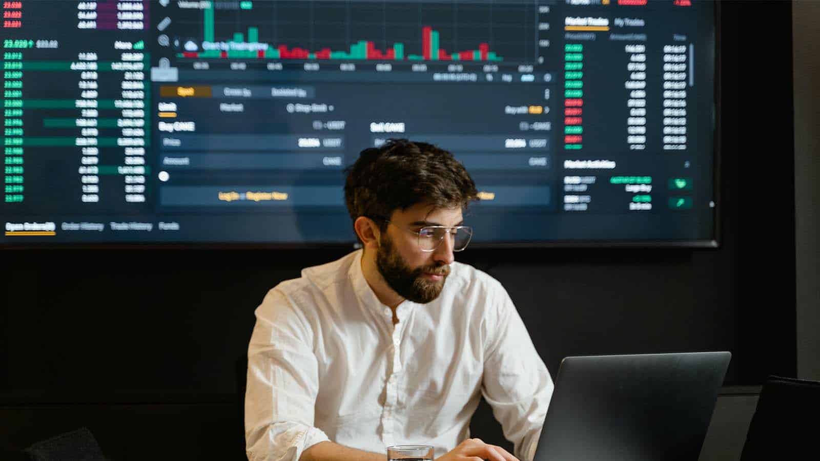 man working on laptop