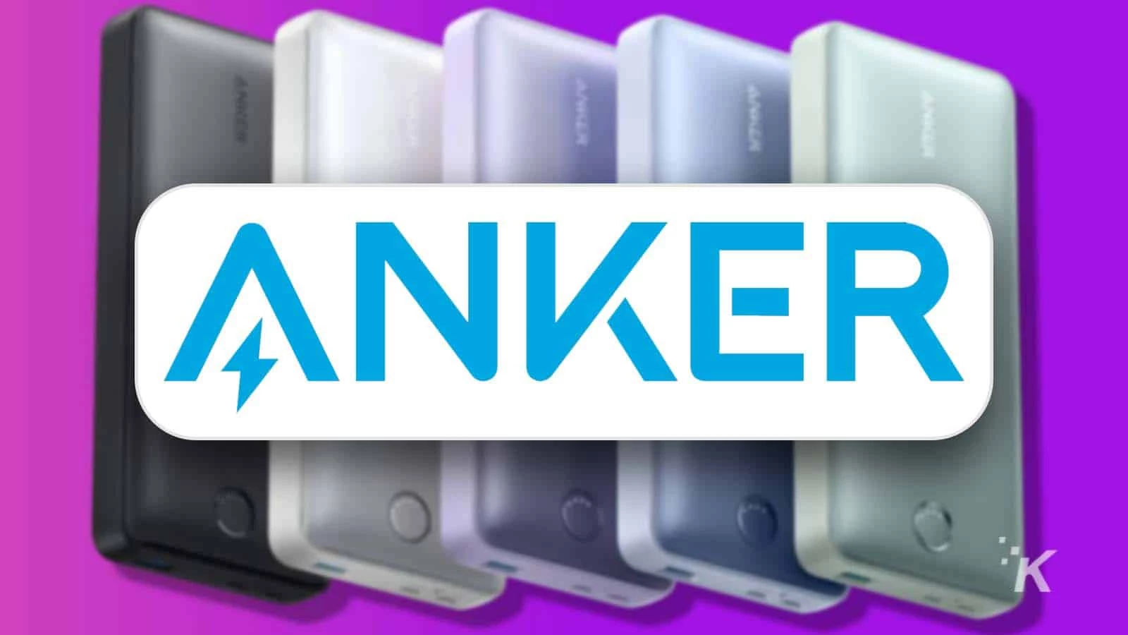 anker logo with blurred background
